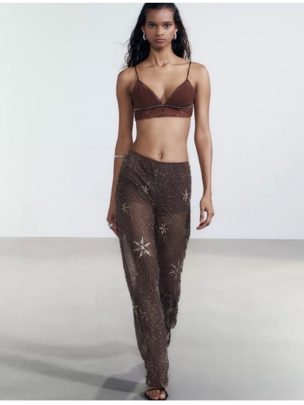 ZARA BEADED SEQUIN PANTS - Picture 5 of 15